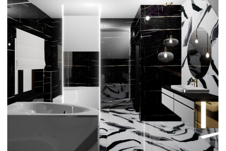 Чорно-біла ванна кімната PANDA від ECOCERAMIC. Фото 6