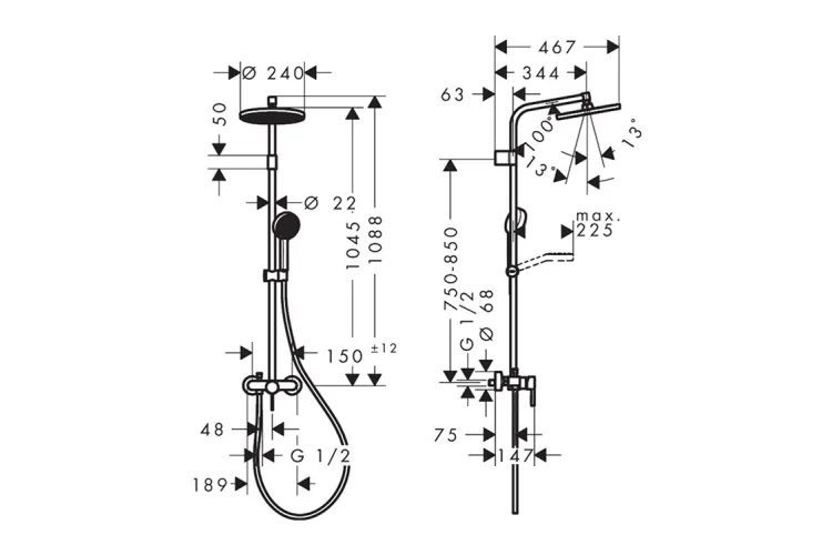 Душова система Activera S 240 1jet EcoSmart Varia, Chrome (28875000) зображення 4