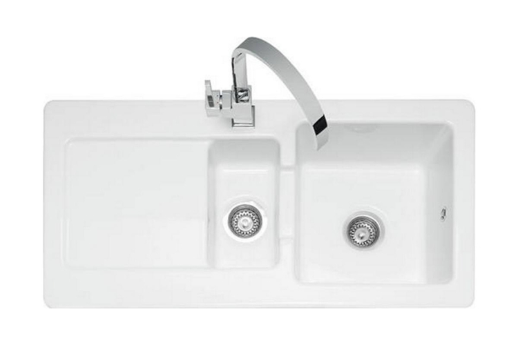 SILUET 60 R Кухонна мийка 100x51x22 см оборотна без отвору під змішувач (333701R1) White Alpine CeramicPlus зображення 3