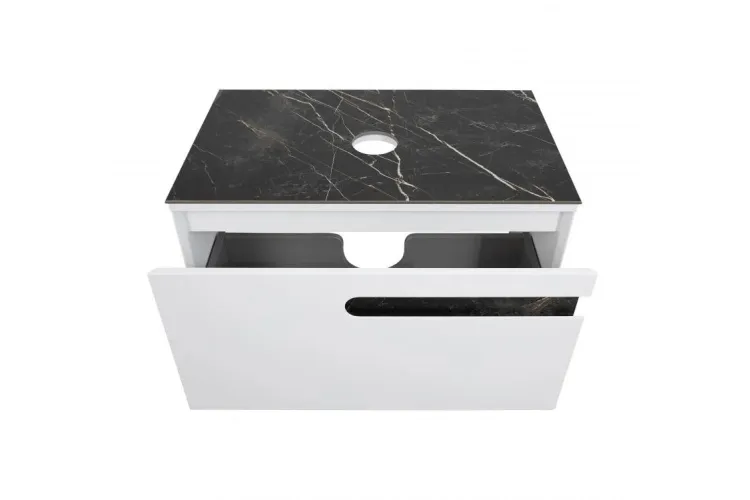 Тумба ОСТІН зі стіл. керамограніт Namibia Black 80 см (конс.) , білий мат, без умивал. image 2