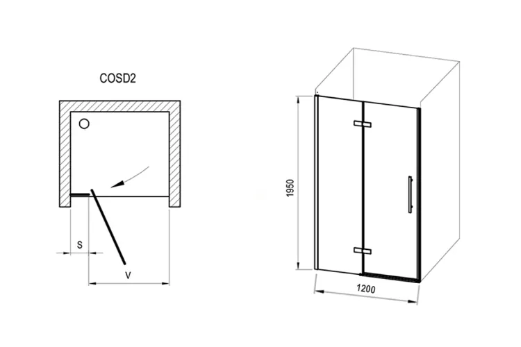 Душові двері COOL! COSD2-120 Чорний Transparent X0VVGC300Z1 image 3