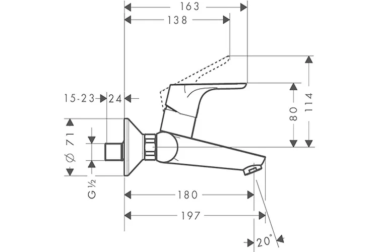 Змішувач Focus 180 для умивальника зі стіни (31923000) image 2