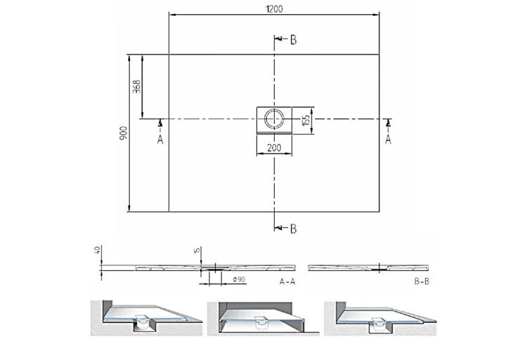 SQUARO INFIITY Піддон кварил 1200x900 см, прямокутний  (UDQ1290SQI2V-RW) Quaryl image 4