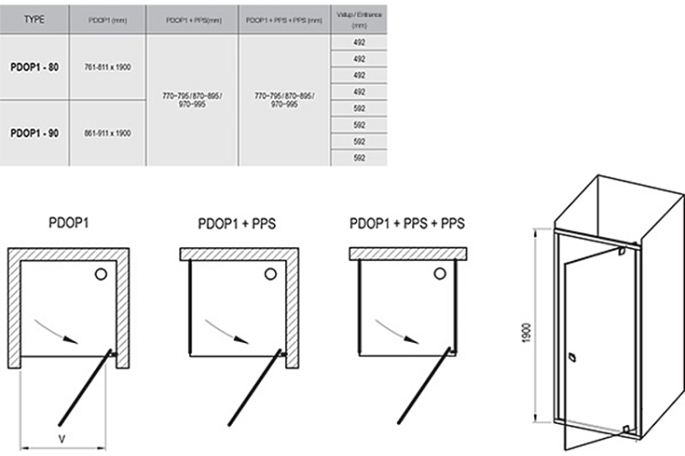 Купити Душові двері Pivot PDOP1-90 полірований алюміній + transparent (03G70C00Z1) фото №4