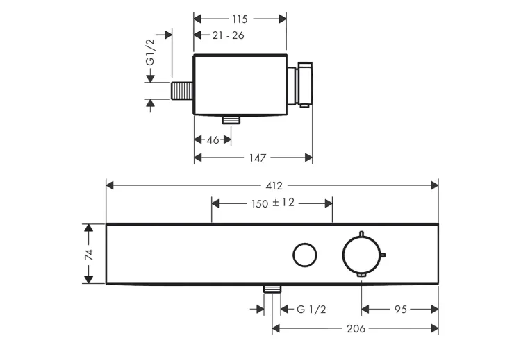 Термостат ShowerTablet Select 400 мм для душу Brushed Black Chrome (24360340) зображення 2