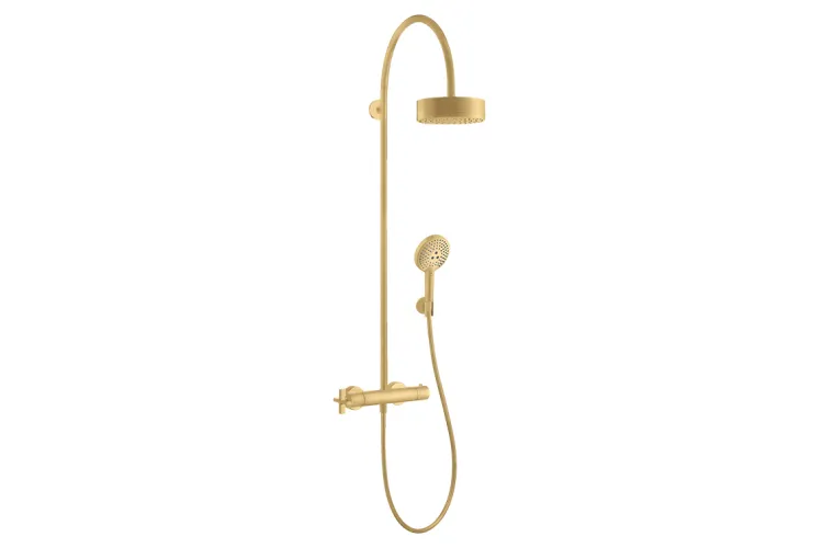 Душова система Axor Showerpipe 180 1jet з термостатом, Brushed Gold Optic (39670250) зображення 1