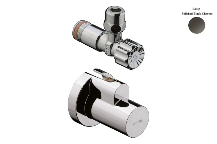 Кран кутовий Axor G 1/2"х3/8 з декоративною накладкою, Polished Black Chrome (51307330) зображення 1