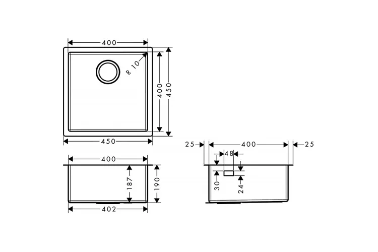 Кухонна мийка S719-U400 під стільницю 450х450 см сталь (43425800) Stainless Steel зображення 3