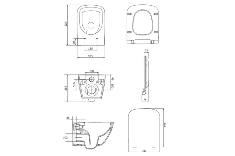 СЕТ C200  Унітаз підвісний CITY PRO VORTEX + сидіння Slim Дюропластове повільного падіння зображення 2