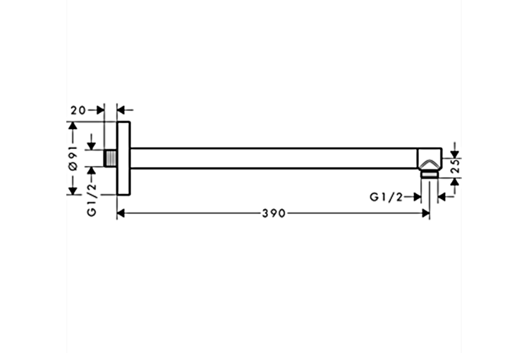 Кронштейн для верхнього душу 390 мм, Stainless Steel Optic (26431800) image 2