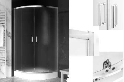 Душова кабіна півкругла SUVIA 2D R55 80x80х190 скло satin ACTIVE SHIELD 5мм