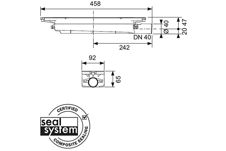 Cифон Drainprofile Flat 0.53 л/с: горизонтальний відвід DN40 TECE (673001) зображення 2