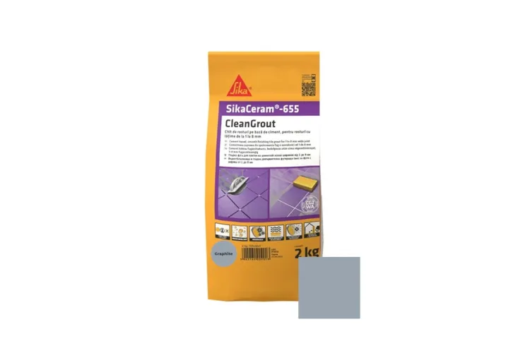 Затирка для плитки 1-8мм SikaCeram-655 CleanGrout graphite/10x2KG image 1