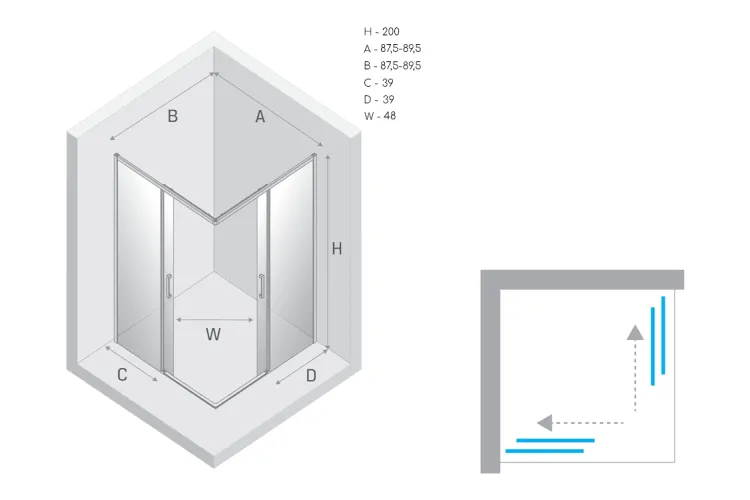 Душова кабіна квадратна PRIME 90x90x200 прозоре скло ACTIVE SHIELD 6мм image 6