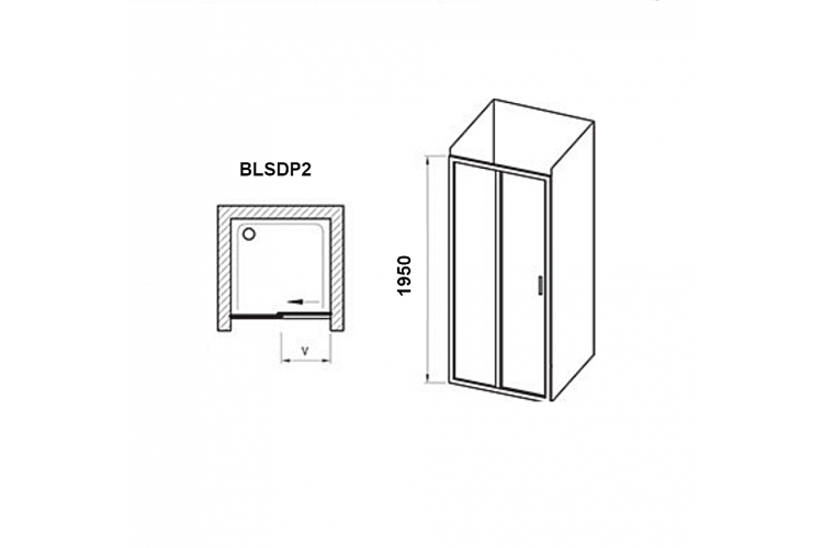 Душові двері BLSDP2-120 Полірований алюміній TRANSPARENT, X0PMG0C00Z1 зображення 2