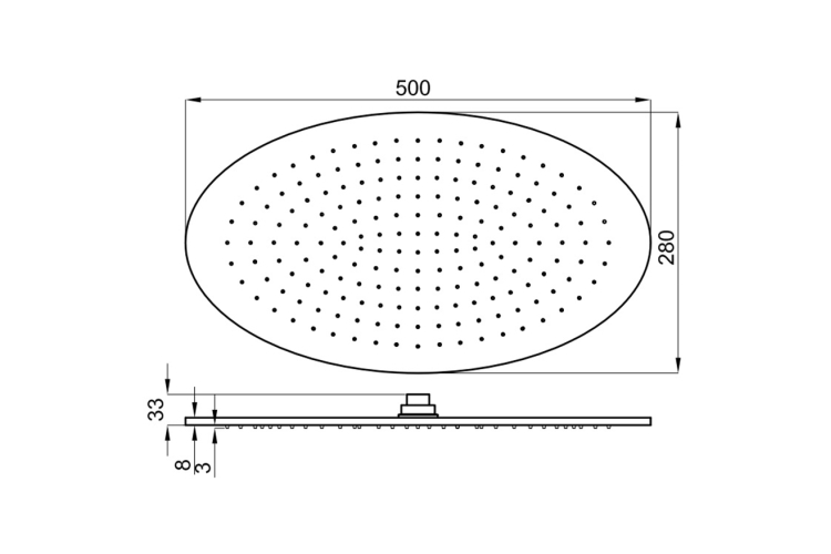 NEPTUNE SLIM Верхній душ Oval 50x28 см без кульового з'єднання, хромований (100098844) зображення 2