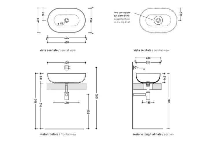 APP 62 Умивальник овальний накладний Argilla (AP62AARG) зображення 2