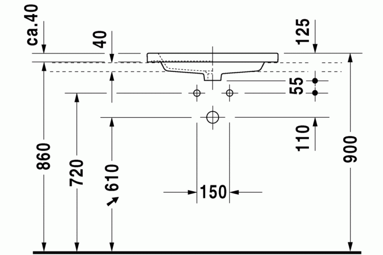 2ND FLOOR Умивальник вбудований на стільницю 60х43 см (0347600000) image 3