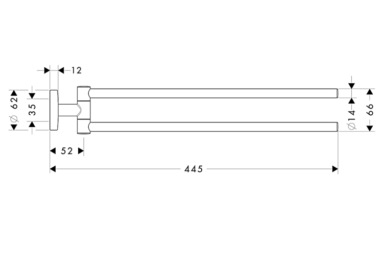 Logis Universal Рушникотримач 44,5 см поворотний подвійний, хром  (40512000) зображення 2