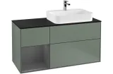 FINION Тумба під умивальник 1200x603x501 Glass Black Anthracite Matt, Olive Matt + LED (G392GKGM)