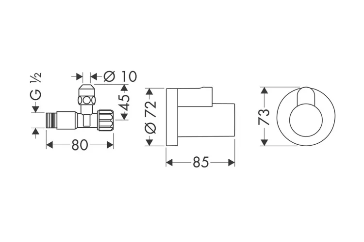 Кран кутовий Axor G 1/2"х3/8 з декоративною накладкою, Polished Black Chrome (51307330) зображення 2