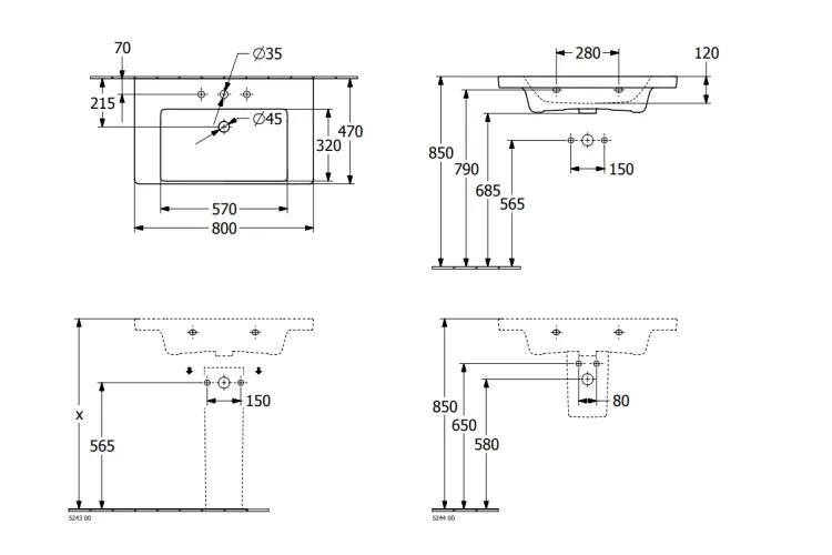 SUBWAY 3.0 Умивальник 800x470 мм (4A7080R1) CeramicPlus зображення 6