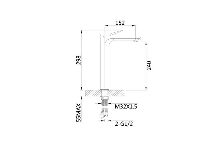 QT Presto QTPRE269CRM45572 Змішувач для умивальника, високий, Chrome зображення 4
