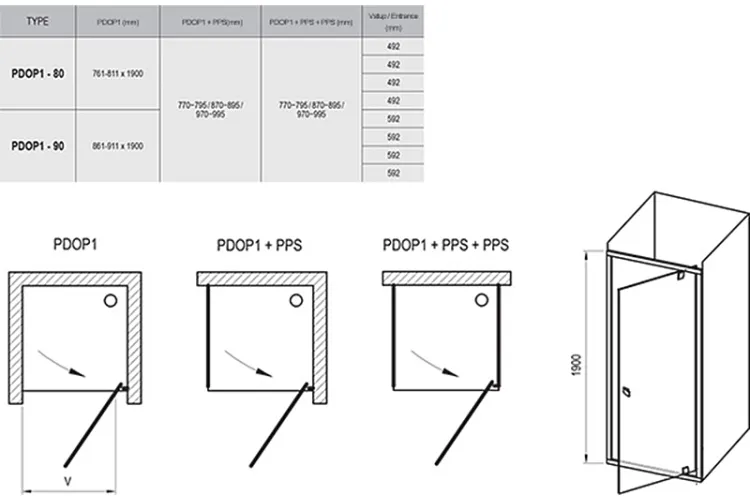 Душові двері Pivot PDOP1-90 полірований алюміній + transparent (03G70C00Z1) зображення 5