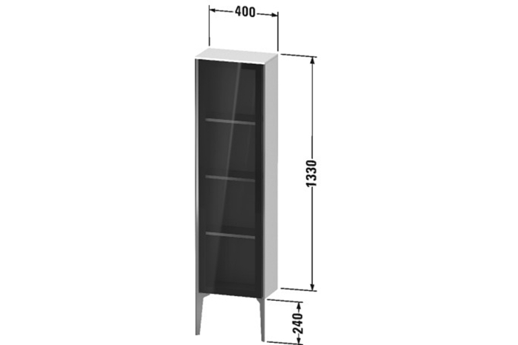 XVIU Пенал підлоговий R 133x40х24 см (XV1365RB140), з скляними дверцятами колір - шампань матовий/чорний глянець image 2
