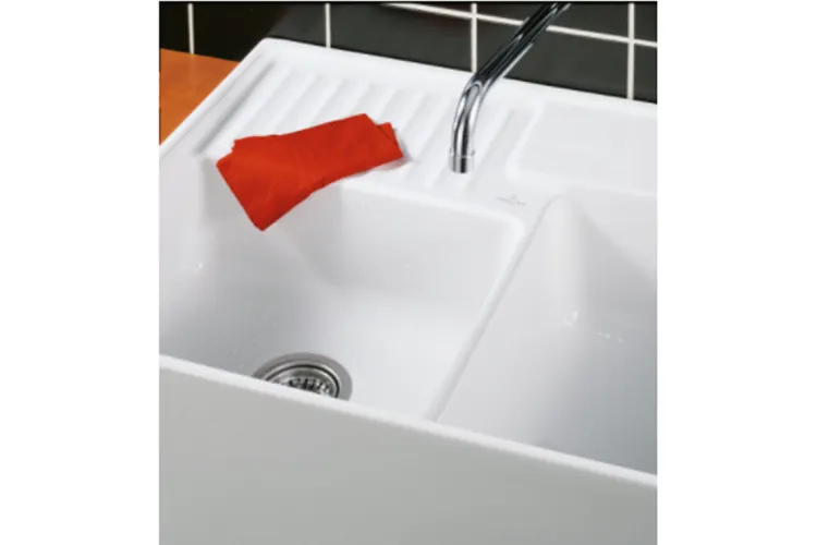 DOUBLE-BOWL SINK Кухонна мийка з двома чашами 89,5x63x22 без отвору 632391R1 White alpine glossy CeramicPlus зображення 3