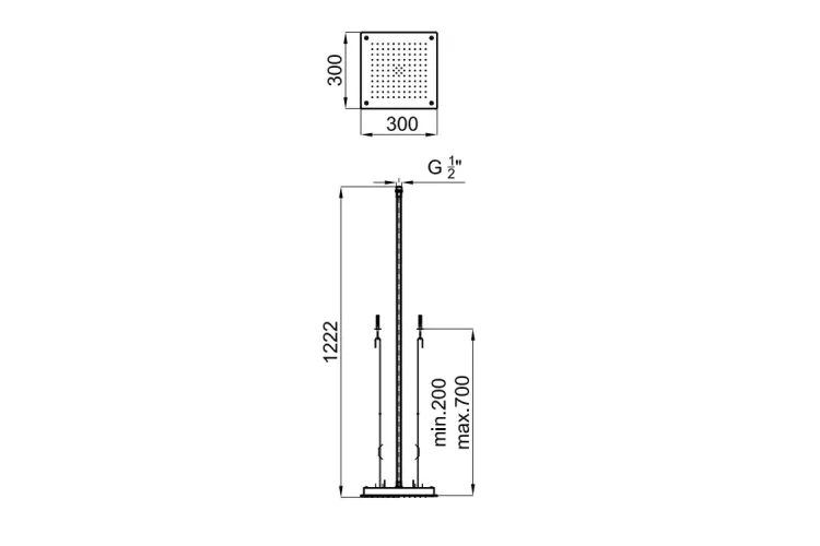 SQUARE, Верхній душ вбудований, 30х30, brushed copper (100308062) зображення 3