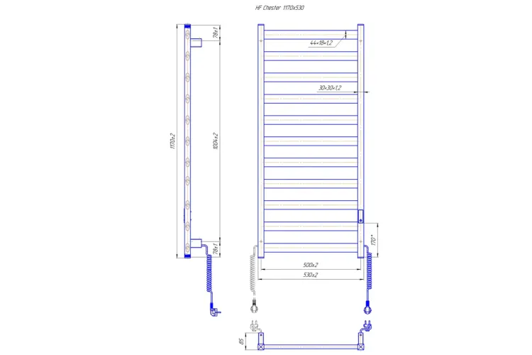 Рушникосушка електрична HF Chester 1170x530 чорний мат TR 4.0 image 3