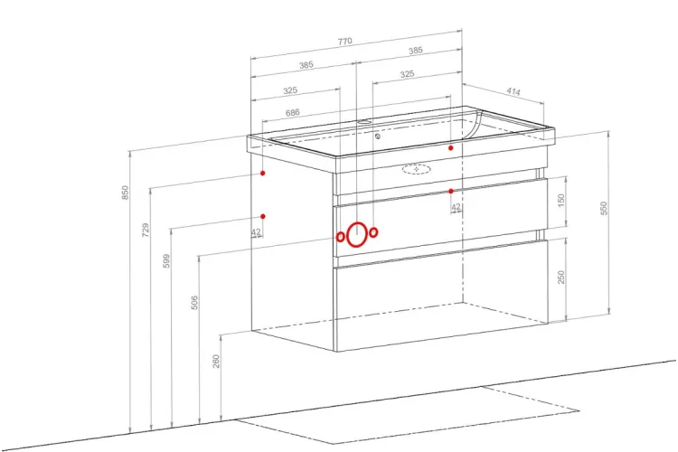 Тумба ВІНТАЖ 80 см з умивальником Elite, аліканте зображення 6