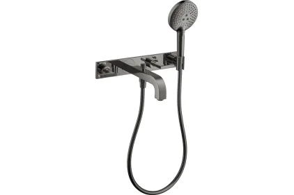 Змішувач Axor Citterio 222 Lever для ванни врізний зі стіни на 3 отвори, Polished Black Chrome 39442330