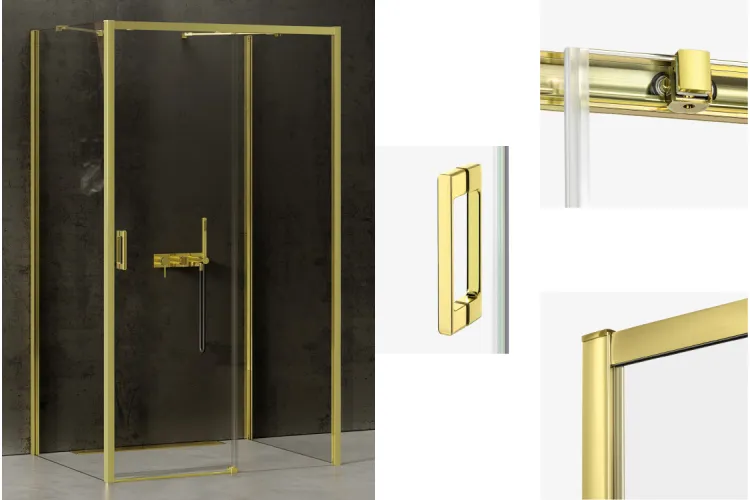 Душова кабіна PRIME LIGHT GOLD RIGHT 100x100x200 прозоре скло ACTIVE SHIELD 6мм image 1