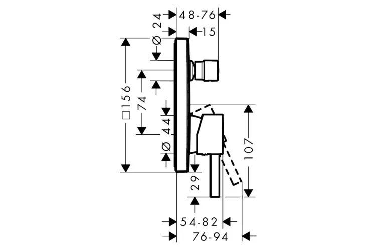 Змішувач Finoris прихованого монтажу для ванни/душу, Brushed Black Chrome (76415340) зображення 2