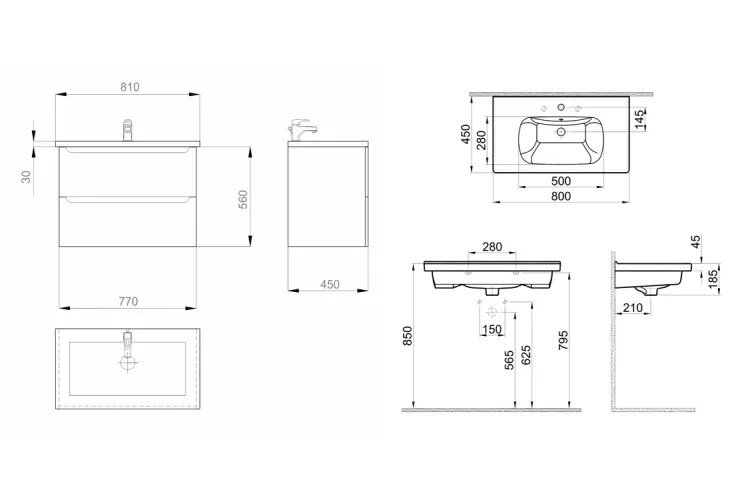 Тумба ERA AIR 80 біла з умивальником IDEA, 2F, MV0000856 image 6