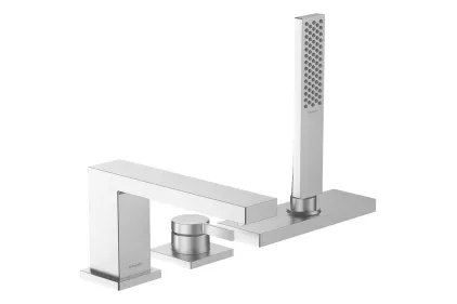 Змішувач Tecturis E врізний на край ванни 3 отв з sBox, Stainless Steel Optic (73443800)