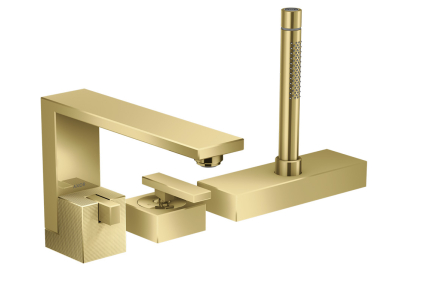 Змішувач Axor Edge на край ванни 3 отвори Diamond Cut, Polished Gold Optic (46431990)