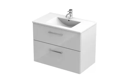 Тумба з умивальником GEO 80 см, дві шухляди, білий глянець 209000