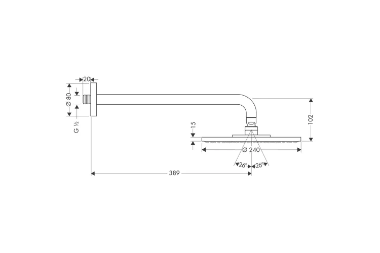 Верхній душ Raindance S 240 Showerpipe 1jet з тримачем (27474000) зображення 2