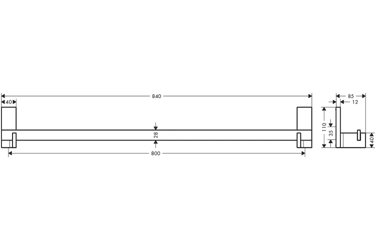 Рейлінг для рушників Axor Universal Rectangular 800/840 мм Chrome (42683000) image 2