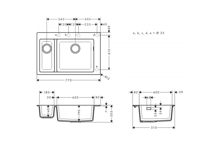 Кухонна мийка S510-F635 770х510 на дві чаші 180/450 Stonegrey (43315290)  image 2