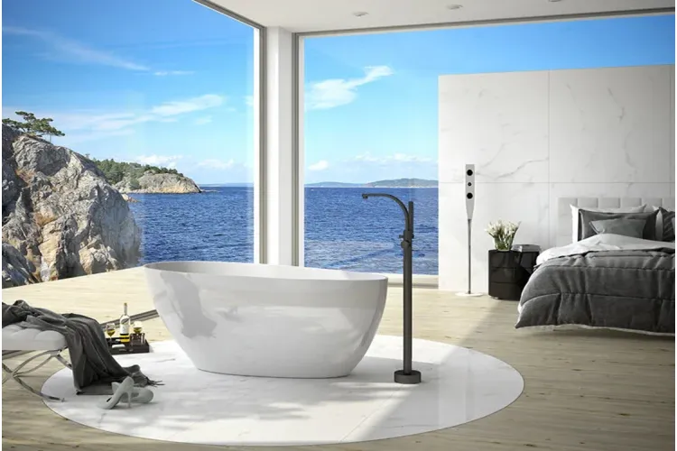 Ванна акрилова GOYA  XS ретро 142x62 з сифоном клік-клак gun metal зображення 3