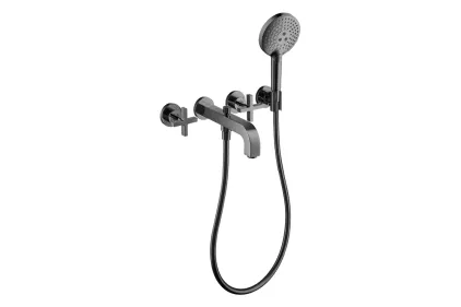 Змішувач Axor Citterio 222 Cross для ванни врізний зі стіни на 3 отвори, Polished Black Chrome 39447330