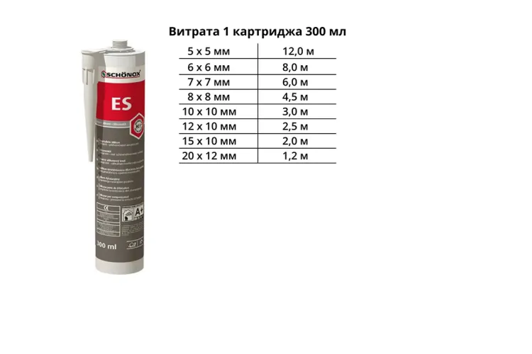 Schonox ES, Силіконовий кольоровий герметик, Карамель, картридж 300 мл зображення 2