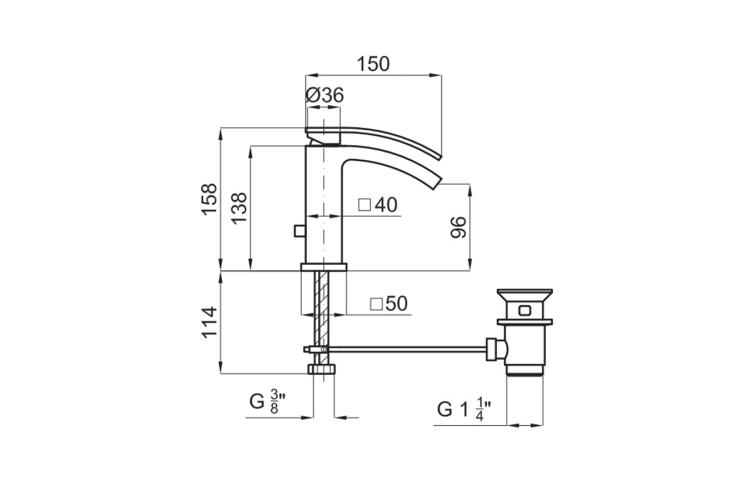 IMAGINE Змішувач для умивальника хромований з автоматичним клапаном: керамічний картридж d28 мм, без аератора (100038825) зображення 2