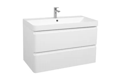 Тумба АКЦЕНТ ЛЮКС 90 см з умивальником Deep (консольна) біла матова