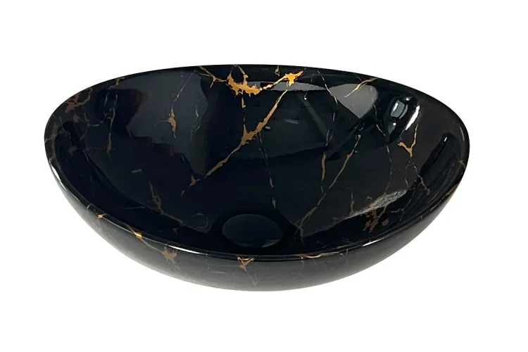 MIEL Умивальник накладний без отвору під змішувач 37x29,5x12, glossy blackgold зображення 2