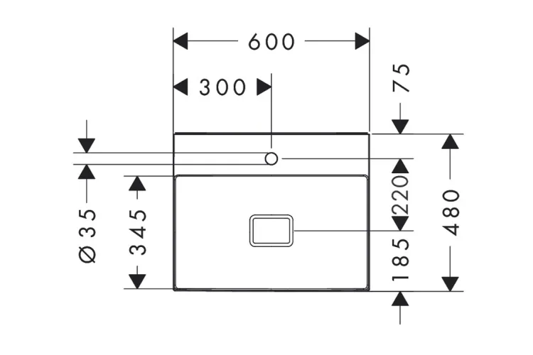 Умивальник Xevolos E 600/480 з отвором, без переливу, SmartClean White (61092450) image 6